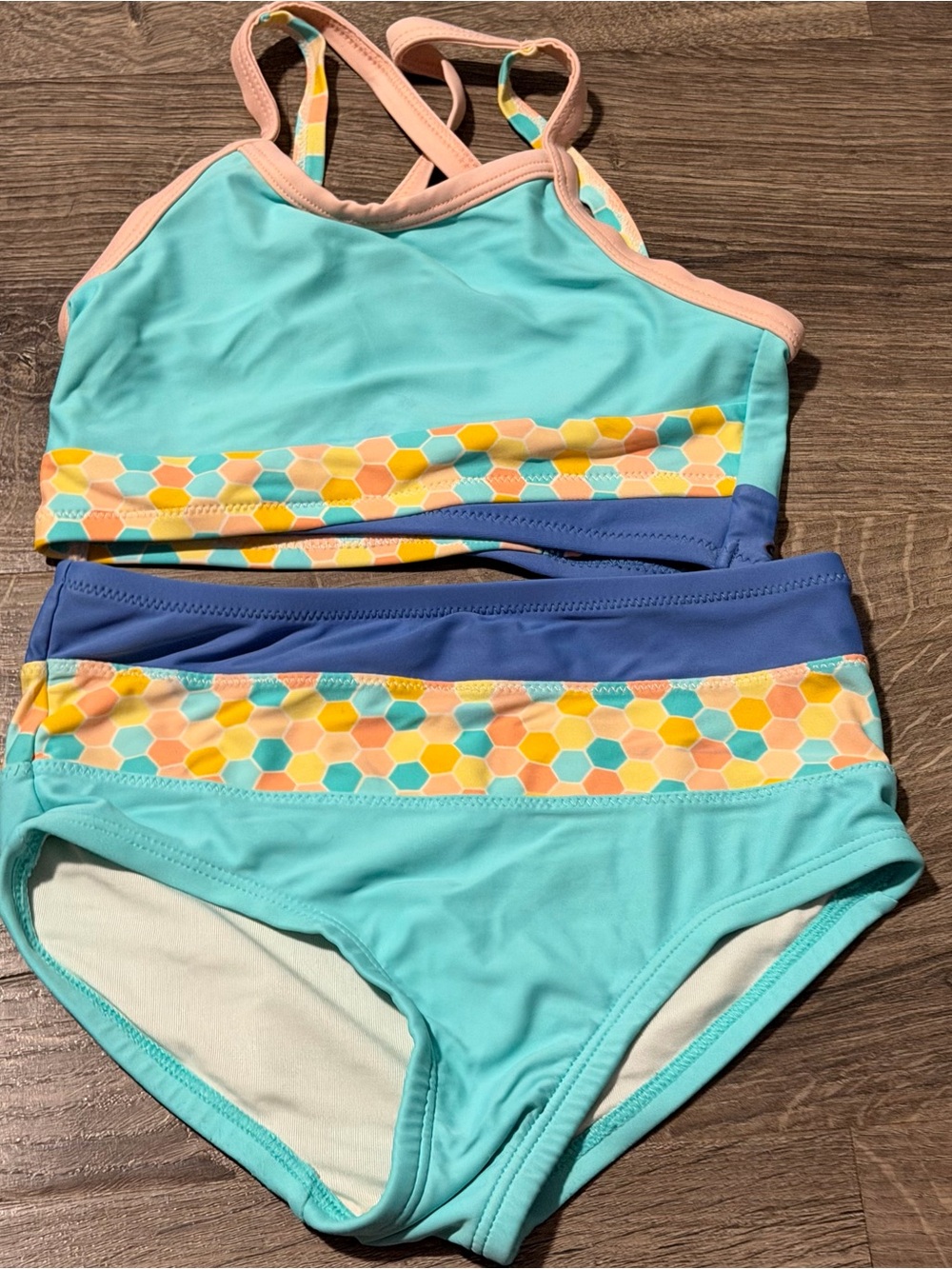 Girls Size 4 Aqua Two-Piece Bikini Swimsuit Matilda Jane
